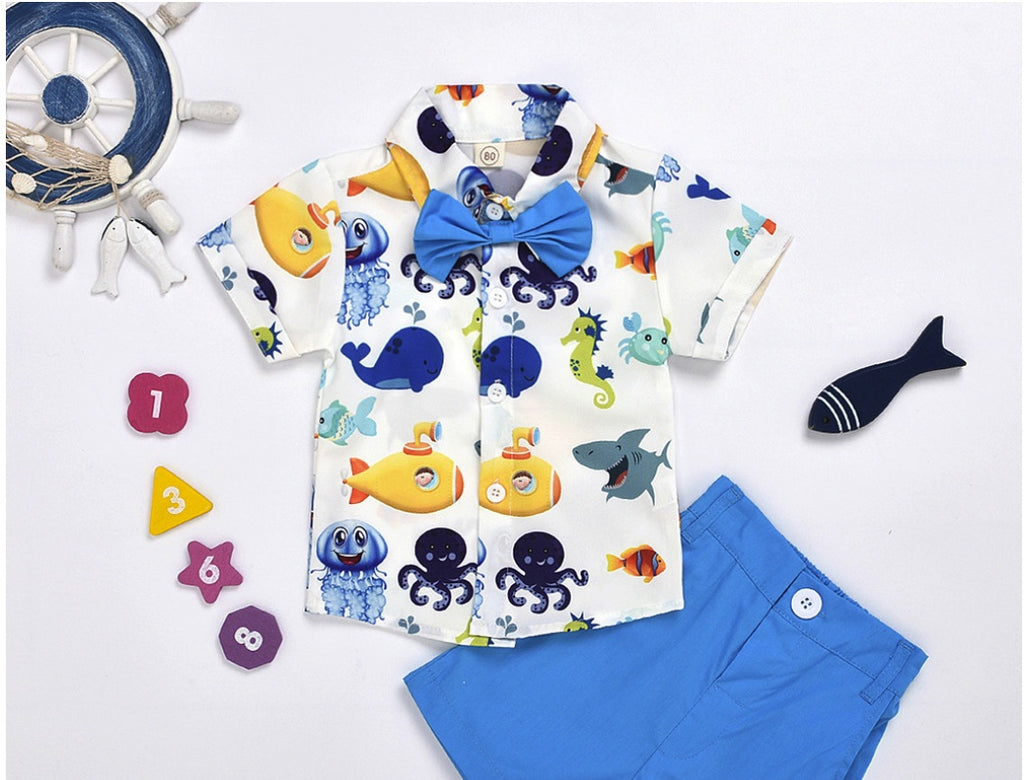 Boy's Printed Bowtie Shirt