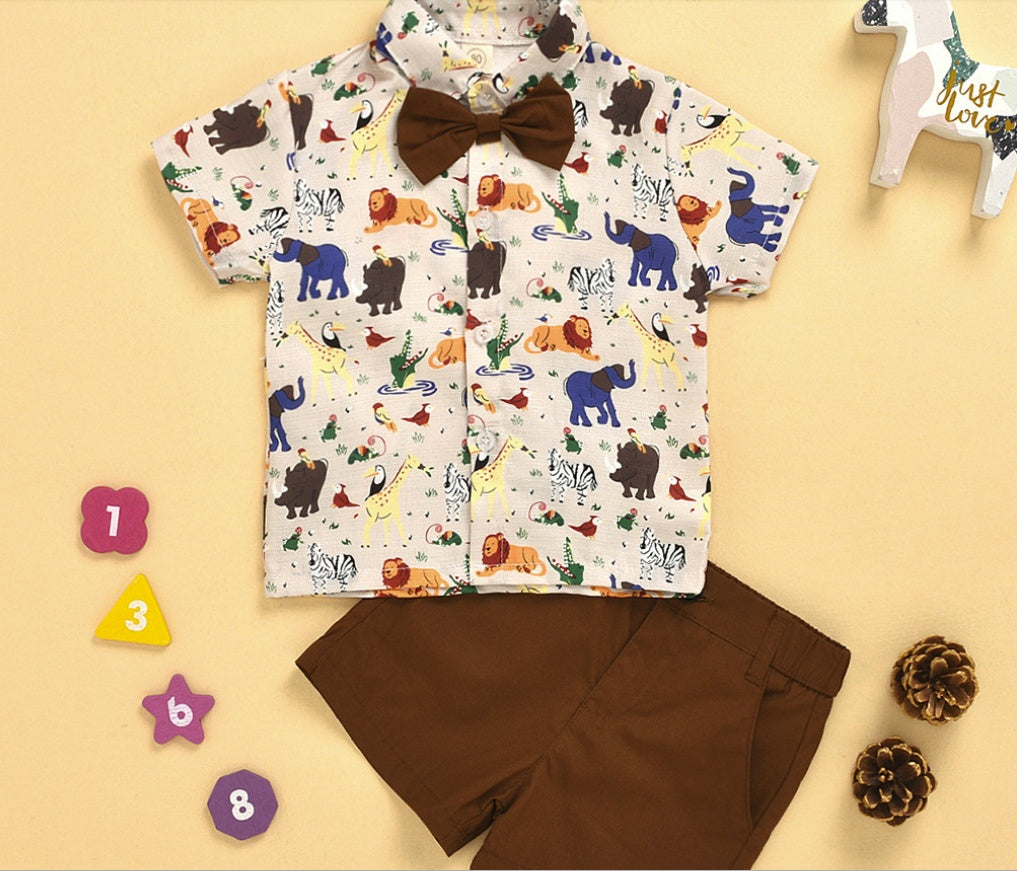 Boy's Printed Bowtie Shirt